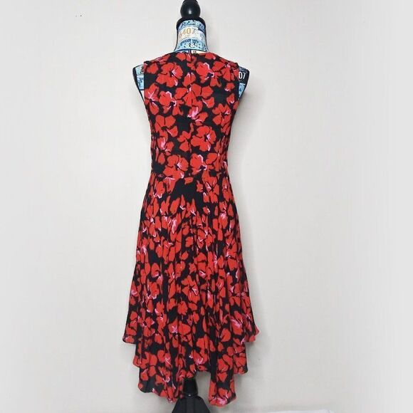 A.L.C. Nello Handkerchief Trapeze Silk Dress Floral Asymmetrical V-Neck SAMPLE - Picture 5 of 12